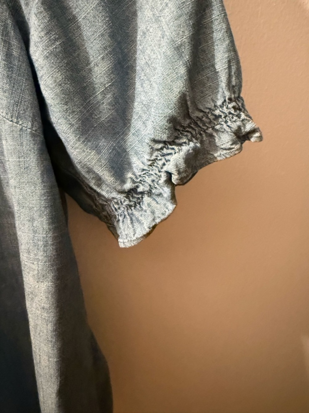Jcrew Factory Chambray Ruffle Button-Front Women's Top - Picture 3 of 5